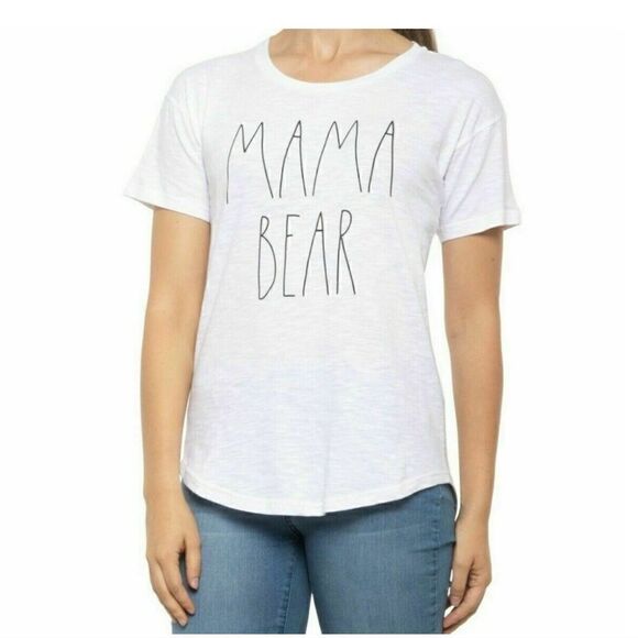 Rae Dunn Mama Bear Short Sleeve White Tee OS - Picture 1 of 9